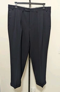 Lauren Ralph Lauren Men's Black Pleated Cuffed Trousers Dress Pants 38x30 - Picture 1 of 8