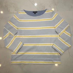 J.Crew Women’s Striped Cotton Shirt Yellow Blue White Long Sleeve Top Size S - Picture 1 of 9