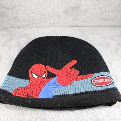 Spiderman Hat Cap Boys Winter Beanie One Size Black Marvel Superhero Youth Kids - Image 1 of 4