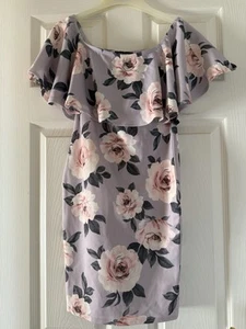 Ladies Size 8 New Look Off Shoulder Pretty Floral Bodycon Mini Dress Summer Hols - Picture 1 of 2