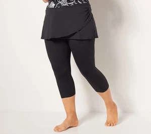 Lands' End Regular High Waisted UPF 50 Skirted Swim Leggings Black 2X A469398 - Picture 1 of 1