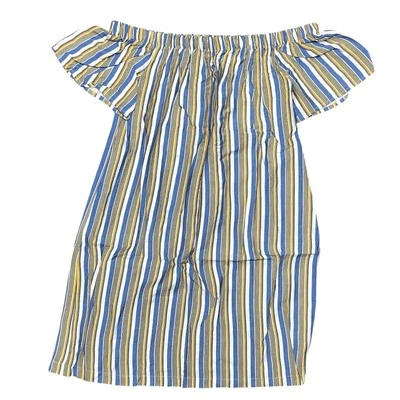 Modcloth Off Shoulder Rayon Mini Dress Cape Cod Cutie Blue Size Medium - Image 1 of 4