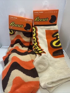 Reese's Peanut Butter Cups Novelty Socks Kids 9-3.5 & Size 6-12 Licensed Hershey - Picture 1 of 2