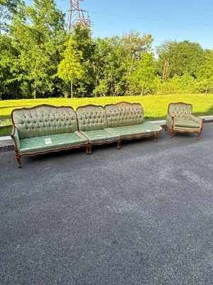 Vintage Union Brothers Sofa Armchair Set - Solid Wood Frame Project - Image 1 of 2