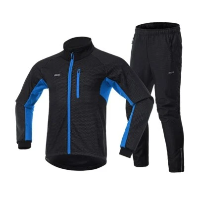 Conjunto de chaqueta de ciclismo de invierno para hombre a prueba de viento ropa deportiva térmica bicicleta pantalones Foto 1 de 4