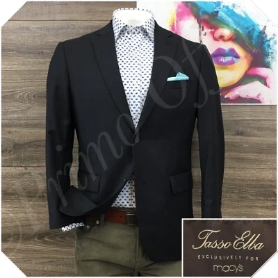 Blazer Abrigo Deportivo Informal Chaqueta de Dos Botones Talla 40R Traje de Lana TASSO ELBA para Hombres Foto 1 de 4