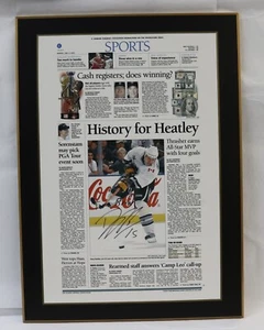 02-03-2003 Framed Sports Paper Dany Heatley /Autographed 22x16 Atlanta Thrashers - Picture 1 of 9