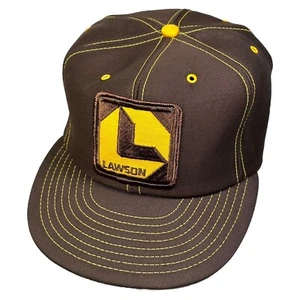 Cappello Berretto Snapback LAWSON PRODUCTS INC Vintage Anni 80 Louisville Mfg Co Marrone Schiuma - Foto 1 di 7