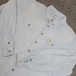 Camicia Carhartt Uomo 3XL Alta Azzurro Relaxed Fit Abbigliamento da Lavoro Cotone Western - Foto 1 di 8