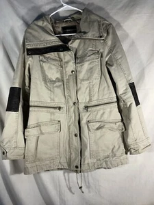 BNCI By Blanc Noir Beige Utility Cargo Women’s Jacket With Zipper Accents M - Picture 1 of 20