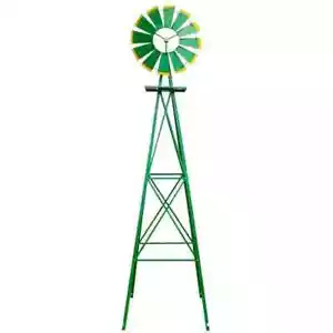 8FT Weather Resistant Yard Garden Windmill Green - Picture 1 of 7