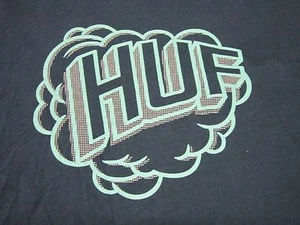 HUF MENS DARK NAVY BLUE SIGNATURE TURQUOISE GRAPHIC S/S T SHIRT SIZE LARGE NEW - Picture 1 of 5