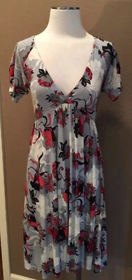 Eight Sixty S Cottage Core Floral Jersey Baby Doll V Neck Dress W Short Sleeves - Image 1 of 4