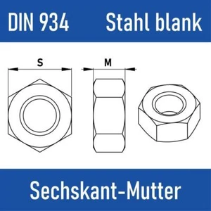 DIN 934 6KT dado esagonale acciaio blank M1 - M4 - modellismo GHW - Foto 1 di 22