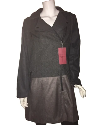 女式冬季外套夹克横木尺寸 L 色灰色木炭全新带标签 — 第 1/4 张图片