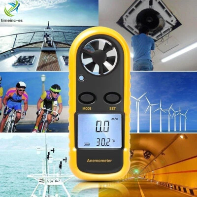 Mini LCD Wind Speed Gauge Air Velocity Meter Digital Anemometer NTC Thermometer