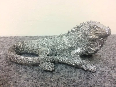 Leguan Echse silber 12 cm Reptilien Dekofigur edel Luxus must have Geschenk WOW - Bild 1 von 2