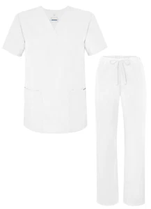 Adar Men's Medical Nursing Doctor Scrub Set Uniform V-neck Shirt & Pants - Picture 1 of 27
