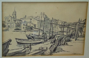 Acuarela/tinta, tiza de aceite sign. Theodor Franz. Goedvriend, Passepartout, enmarcado - Imagen 1 de 7