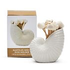 Nautilus Shell with 20 Seashell Picks, 3-inch Height, Ceramic, Toothpick Holder