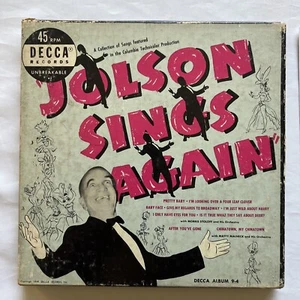 JOLSON SINGS AGAIN - Vintage 1950's 7" Vinyl 45rpm BOX SET VG Decca 9-4 - Picture 1 of 9