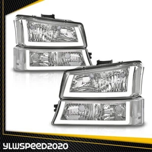 CHROME HOUSING CLEAR HEADLIGHT LAMP W/LED DRL KIT FIT FOR 2003-2006 SILVERADO - Picture 1 of 10