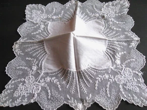 Antikes, feines Tuch - Batist - feinste Spitze -Stickerei - Bild 1 von 4