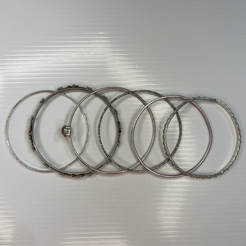 VALENTINO Lotto bracciali tono argento boho hippie rosa cristallo zingaro impilabili bracciali retrò