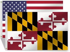 2 Pack American US Maryland Flag 3x5 Foot, MD Maryland State Flags Vivid Colo... - Picture 1 of 5