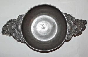 Antique 11" Two-Handled Pewter Porringer N. D Nicola Ducan Saint Michael ACI - Picture 1 of 11