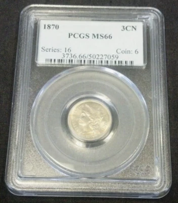 1870 3 CENT NICKEL PCGS MS66 REDUCED 6/18/25 (2370) - Image 1 of 4