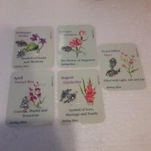 Sterling Silver Flower/Month Symbols Intricate Made in U.S.A. 8pc Jewelry makers - Picture 1 of 6