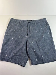 Banana Republic Aiden Flat Front Chino shorts Sailboat/Anchors Blue Mens 34 EUC - Picture 1 of 7