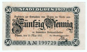 🔸DÜREN 1917: "Stadt Düren ✧ Städtische Verkaufsstellen", 50 Pfg. NOTGELD ⁰¹ - Bild 1 von 2