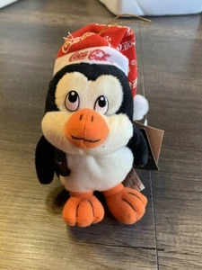 Vintage 1998 Coca-Cola Stuffed Plush Penguin Christmas Ornament 6" Tall - Picture 1 of 4