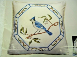 BEAUTIFUL "Oriental Blue Jay" pillow stamped design Cross Stitch kit - by CM - Bild 1 von 9