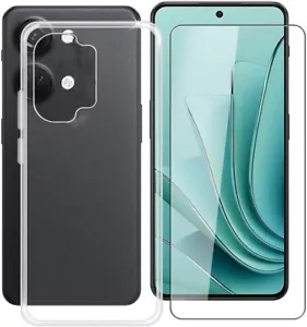 For ONEPLUS ACE 2V TEMPERED GLASS SCREEN PROTECTOR + CLEAR SILICONE CASE COVER - Picture 1 of 12
