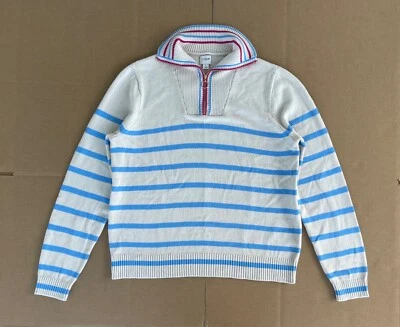 J.Crew Women’s Large Half Zip Stripe Pullover Sweater Palest Peach - Image 1 of 4