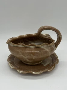 Sottopiatto Barca Gravy Firmato Studio Arte Ceramica Marrone Marrone Marrone Smaltato - Foto 1 di 14