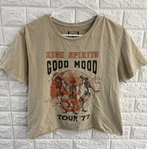 Camicia da donna beige High Spirits Good Mood Tour 77 taglia media crop band maglietta - Foto 1 di 10