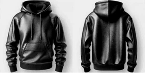 Men's Genuine Black Leather Hoodie | Handmade Luxury Streetwear Jacket - Picture 1 of 7