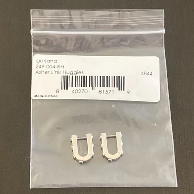 Gorjana Rhodium Plated Asher Link Huggies 249-004-RH - Image 1 of 4