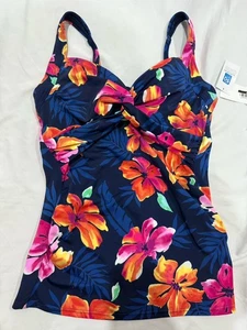 Lands’ End geblümter einteiliger Badeanzug Damengröße 4 UPF 50 neu mit Etikett - Bild 1 von 9