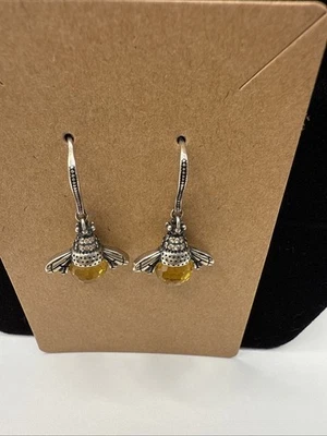 Pendientes colgantes de plata S925 abeja miel citrino Foto 1 de 3