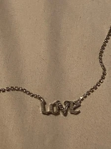 Plunder Necklace (new) - Silver "LOVE" ON CRYST CHN 17"-21.25" - Picture 1 of 3