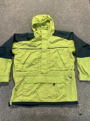 Columbia Jacket Mens Large Green Yellow Hooded Waterproof Pockets Outdoor VTG - Image 1 of 4