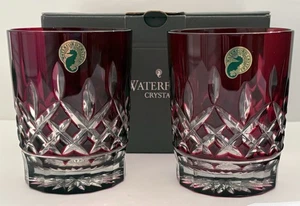 Gafas Waterford Original Lismore Doble Antiguo DOF Rojo Rubí Nuevas en Caja - Imagen 1 de 14