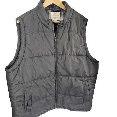Weatherproof Vintage Gray Puffer Vest Mens XXL Flannel Lined Full Zip - Image 1 of 4