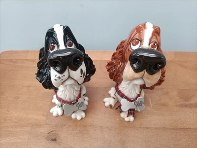 Little Paws Sam +Ben Springer Spaniel figurine VGC glasses holder brown, black - Image 1 of 4