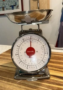 Báscula de pie de cocina Taylor 3710-21 blanca plateada 11 lb clásica de acero inoxidable - Imagen 1 de 7